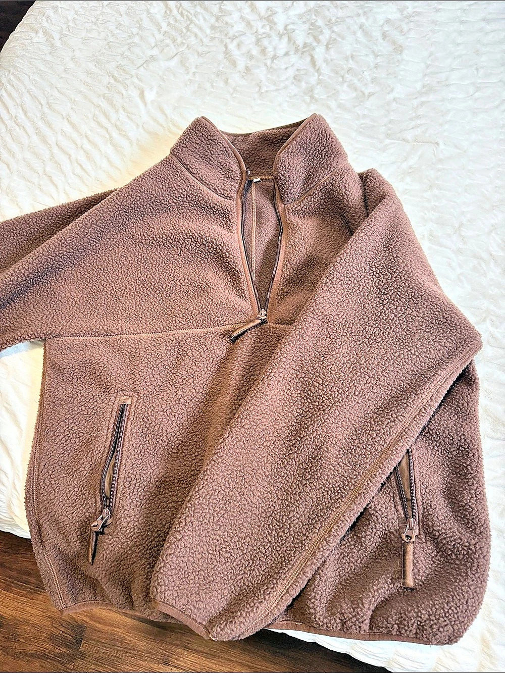 Sherpa 1/2 Zip Brown Fleece Vest